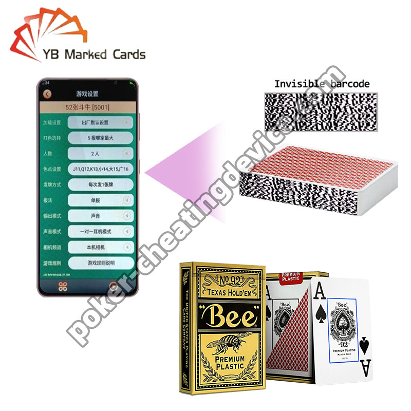 Bee Entertainment Speciale Codice a barre Marchi di carte Deck di plastica Texas Hold'em carte larghe