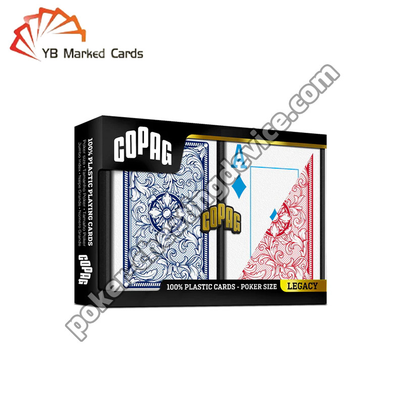 Mazzi Copag Legacy con codice a barre a 4 colori, indici grandi, blu/rosso, doppio mazzo