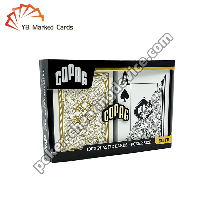 Carte da poker contrassegnate con codice a barre Copag Legacy Jumbo Index Nero / Oro Set doppio mazzo