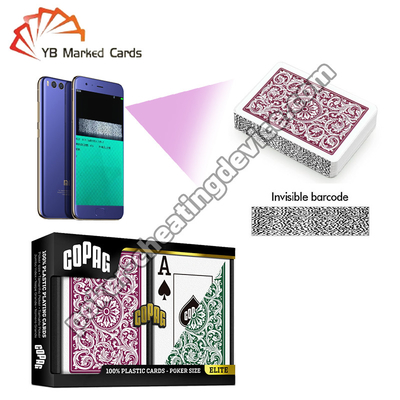 Copag 1546 100% di plastica Stealth Barcode Marcato Poker Decks Borgogna / Verde