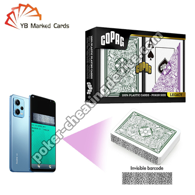 Copag Legacy serie 100% di plastica codice a barre invisibile Cheat Cards Verde / viola