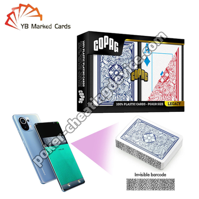 Copag Legacy 4-Color 100% Barcode di plastica Cheat Decks Blu / Rosso Double Deck