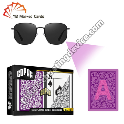 Copag 1546 100% Plastic Casino Infrarosso Marcato Cartoline viola / Grigio Deck Set