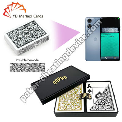 Copag 1546 100% Plastica Barcode Poker Jumbo Index Nero / Oro Set Doppio Mazzo