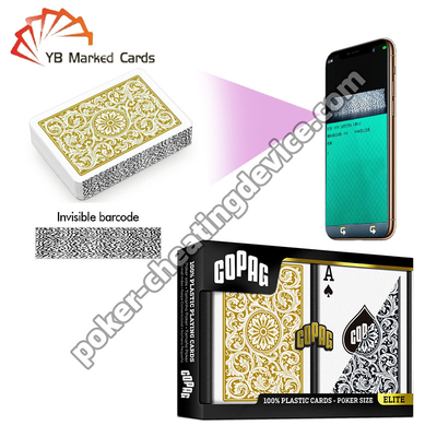 Copag 1546 Carte Barcode 100% Plastica Indice Regolare Nero / Oro Set Doppio Mazzo