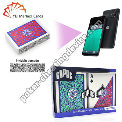 Set doppio di mazzi Copag Neoteric Invisible con codice a barre, indice regolare, rosso/verde